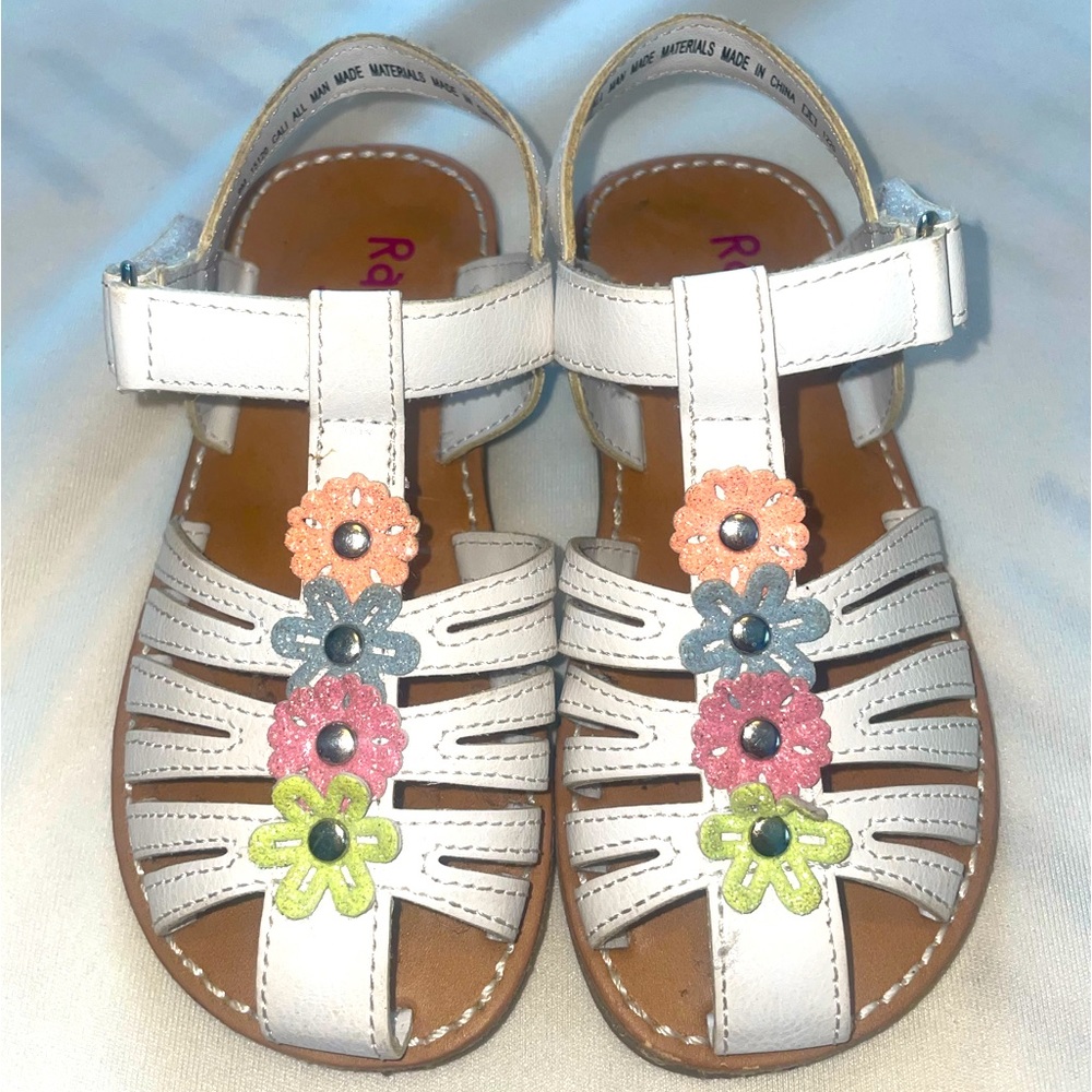 Rachel Shoes - Cali Girls Flower Closed Toe White Sandals -  9M